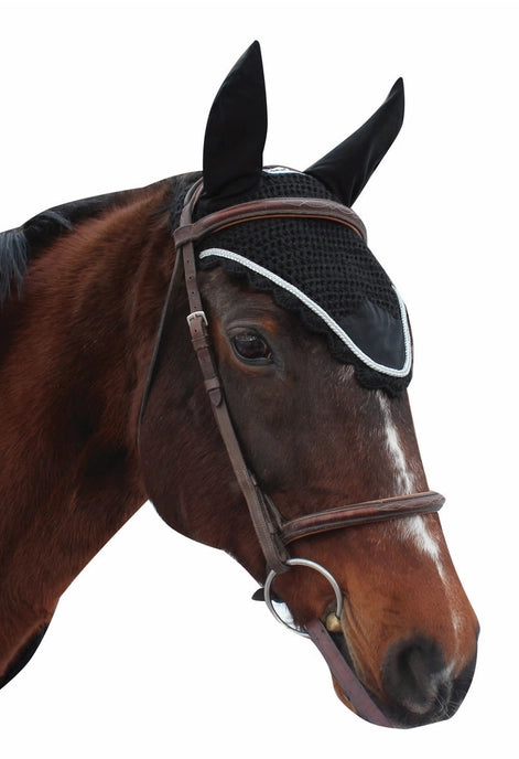 EQUINE COUTURE FLY BONNET WITH SILVER ROPE