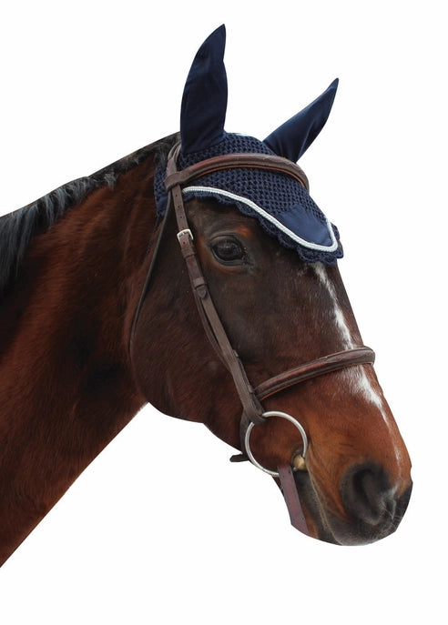 EQUINE COUTURE FLY BONNET WITH SILVER ROPE